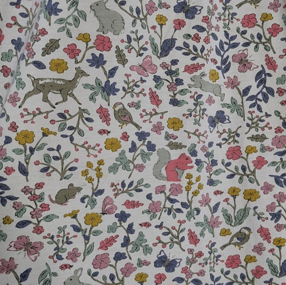 Mini Boden White Pink Yellow Floral Forest Animals Long Sleeve Dress 7/8 - Picture 4 of 7